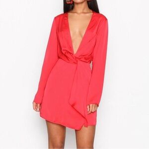 Missguided Vibrant Red Long Sleeve Dress